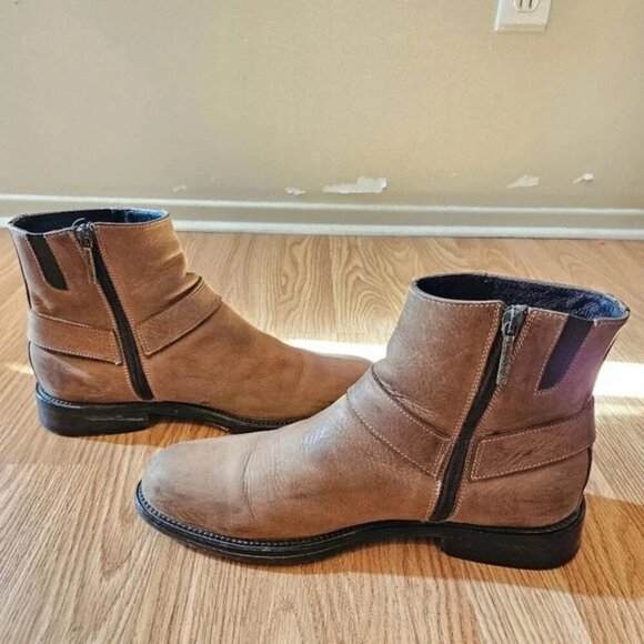 Donald J Pliner Men's Moto Riding Biker Short Rider Brown Boho Fall Boots 8. - Picture 5 of 10
